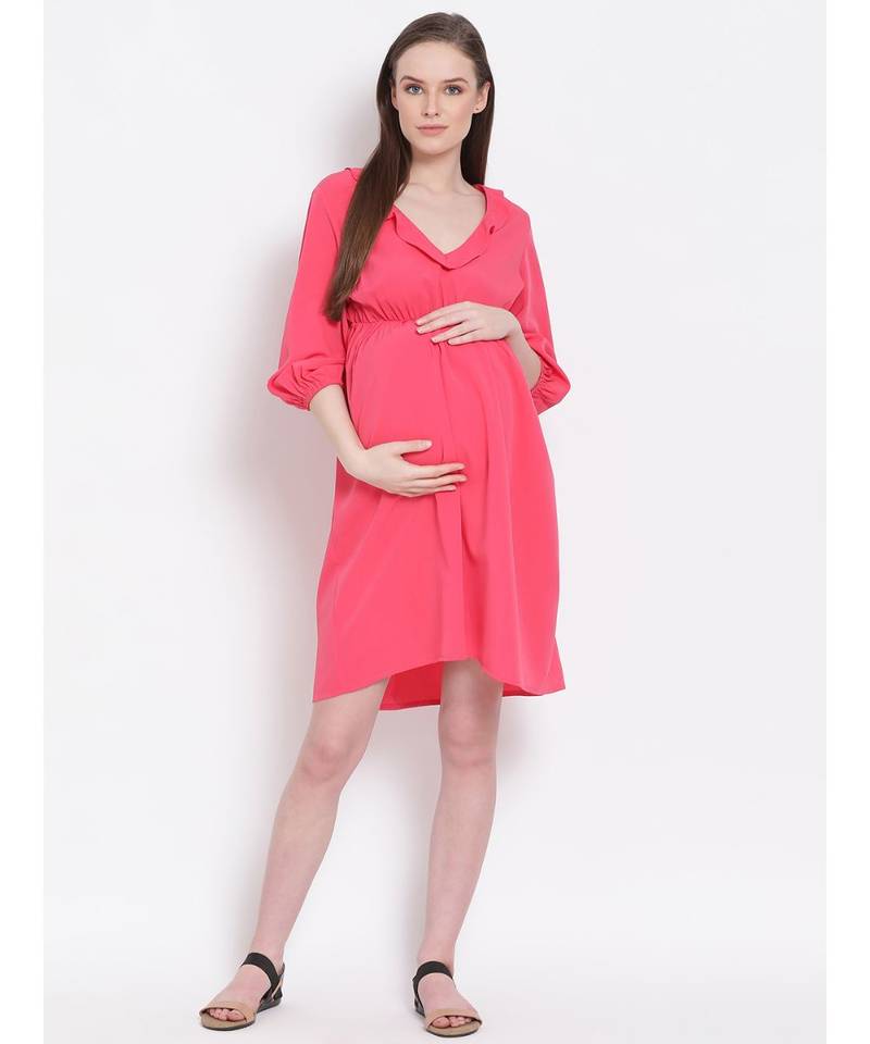 plain Pink Viscose   Dress