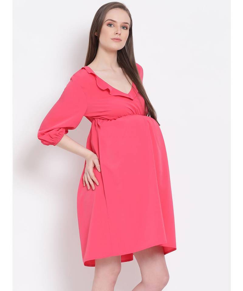 plain Pink Viscose   Dress