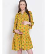 printed Yellow Viscose   Dress