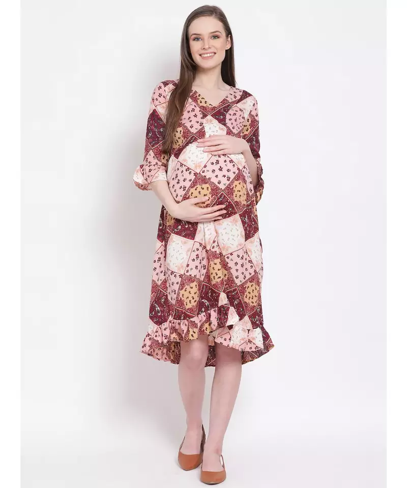 printed Multicolor Polyester   Dress