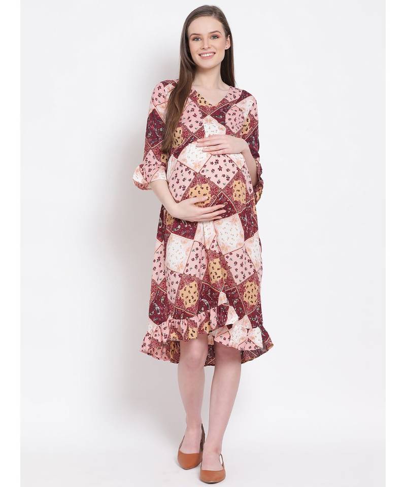 printed Multicolor Polyester   Dress