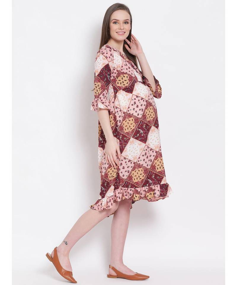 printed Multicolor Polyester   Dress
