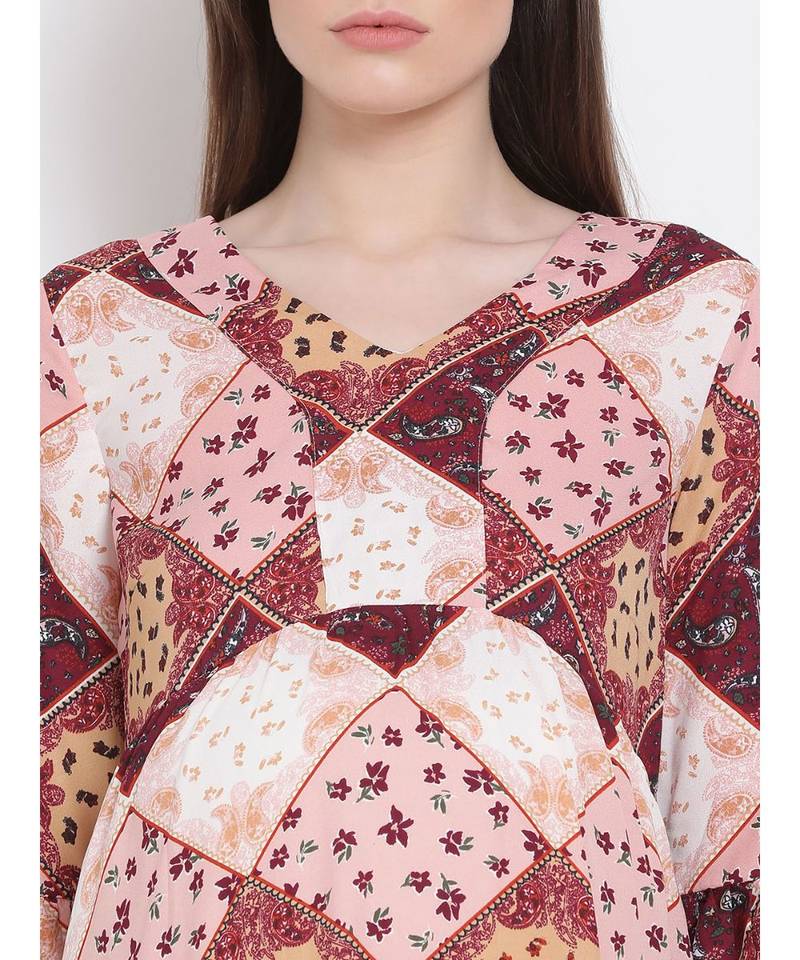 printed Multicolor Polyester   Dress