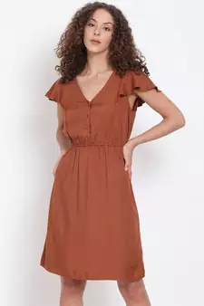 plain Brown Viscose   Dress