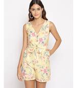 printed Yellow Polyester   Jumpsuit