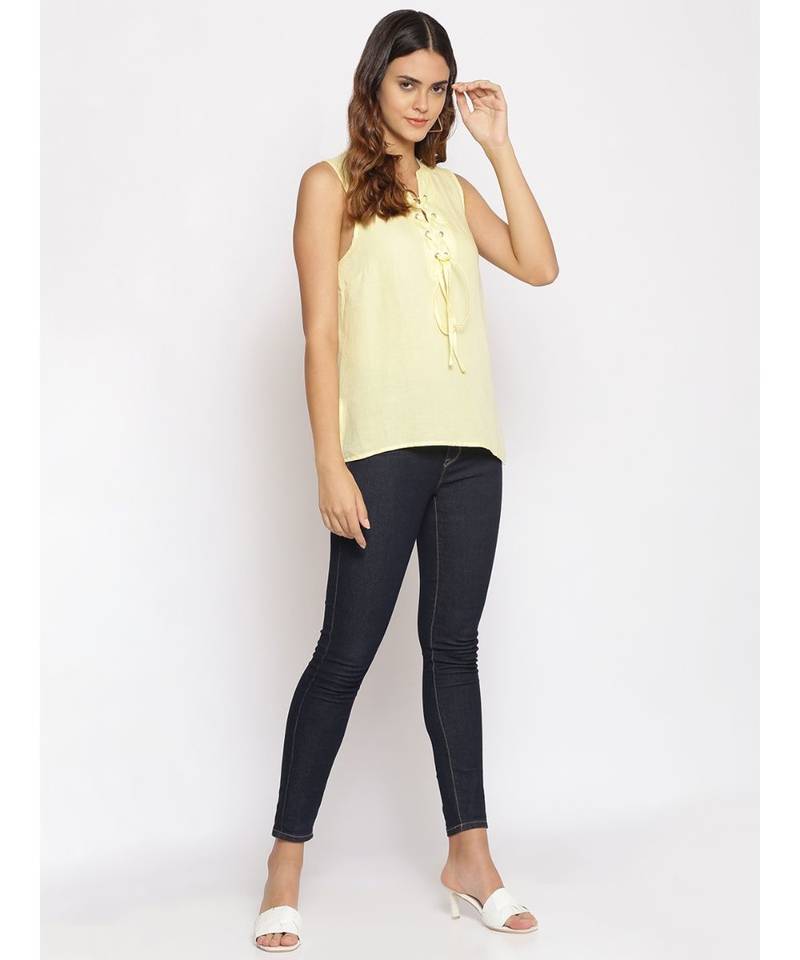 plain Yellow Cotton   Top