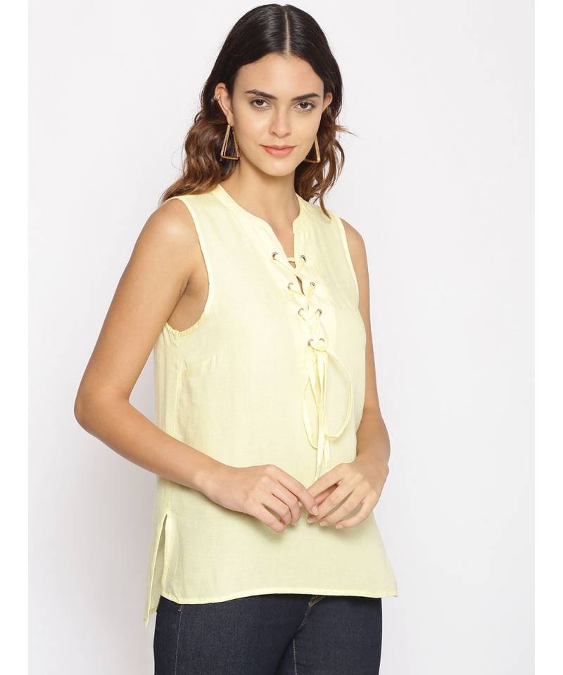 plain Yellow Cotton   Top