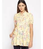printed Yellow Polyester   Tunic