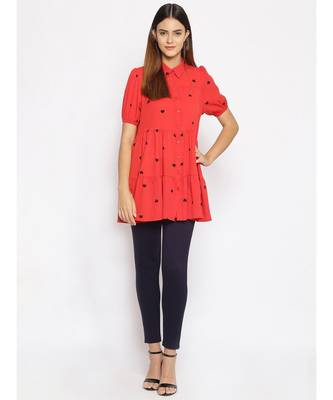 printed Red Viscose   Tunic 2