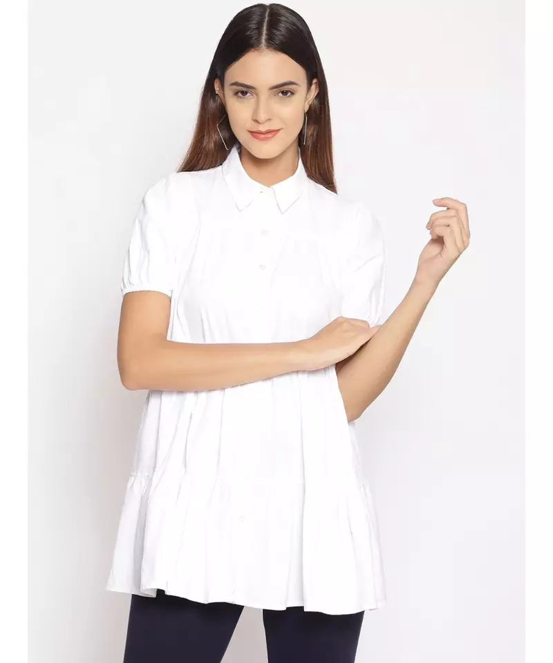 plain White Cotton   Tunic