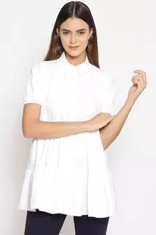 plain White Cotton   Tunic
