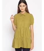 plain Green Cotton   Tunic