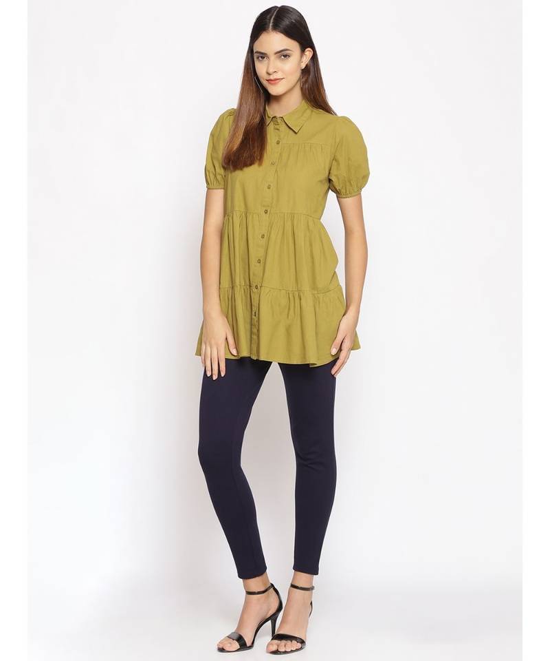 plain Green Cotton   Tunic