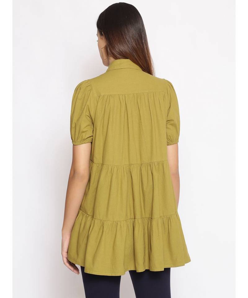 plain Green Cotton   Tunic
