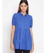 plain blue Cotton   Tunic