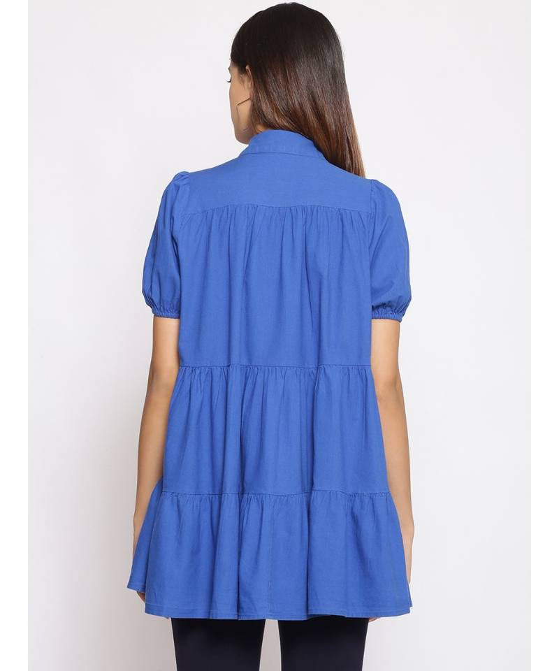 plain blue Cotton   Tunic