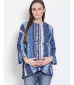 printed Blue Cotton   Top