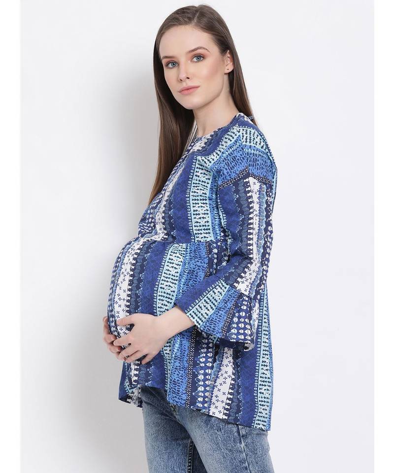 printed Blue Cotton   Top