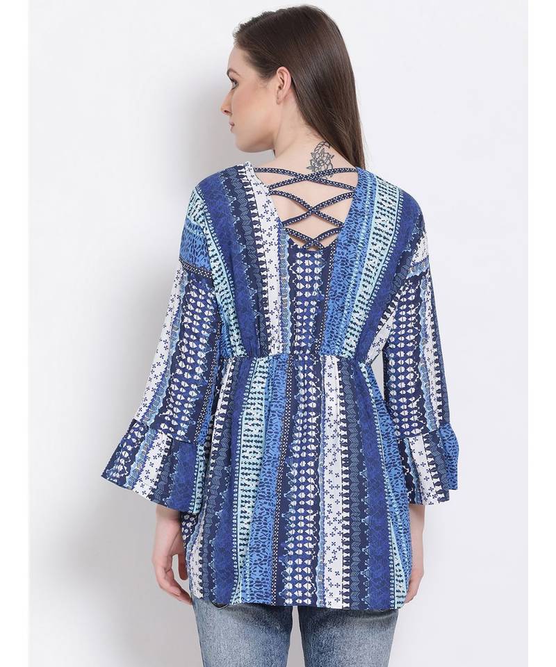 printed Blue Cotton   Top