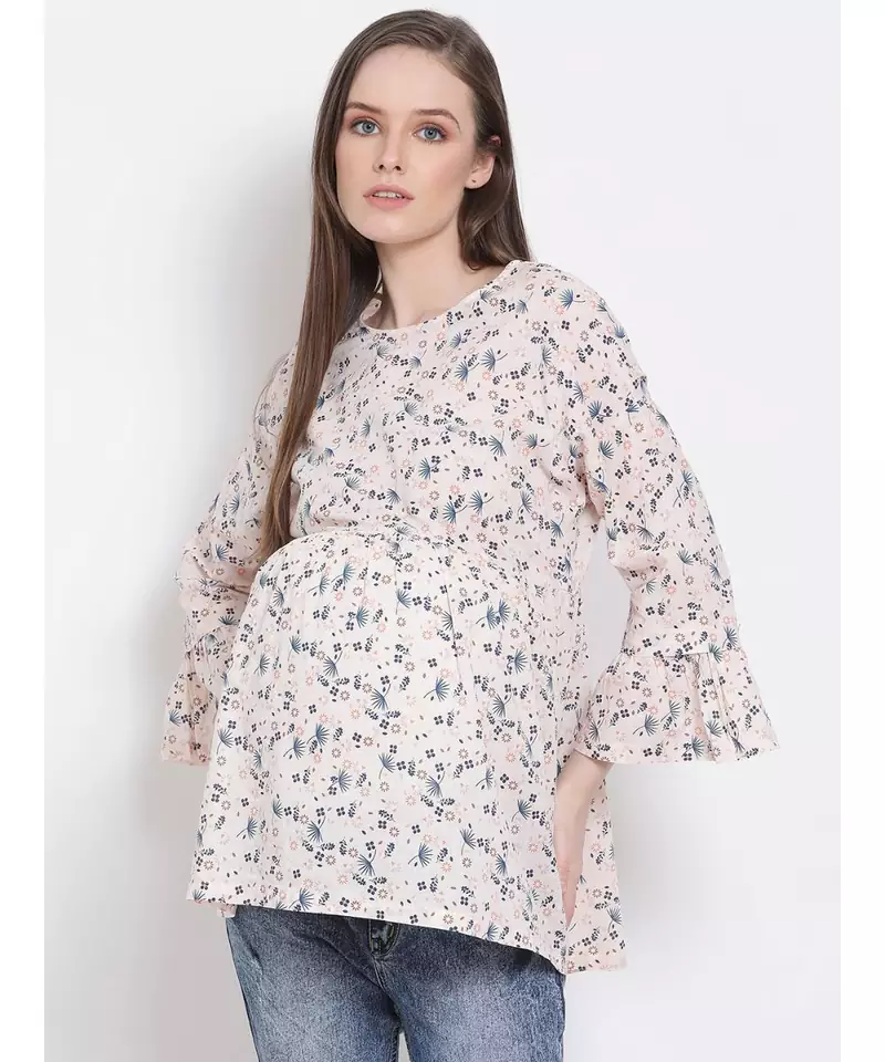 printed Peach Cotton   Top
