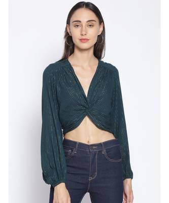 embroidered Green Viscose   Top 1