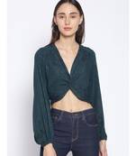 embroidered Green Viscose   Top