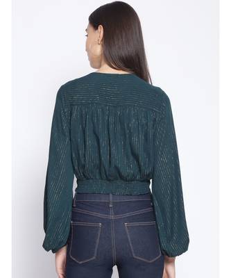 embroidered Green Viscose   Top 5