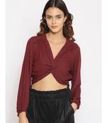 embroidered Maroon Viscose   Top