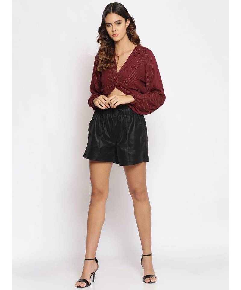 embroidered Maroon Viscose   Top