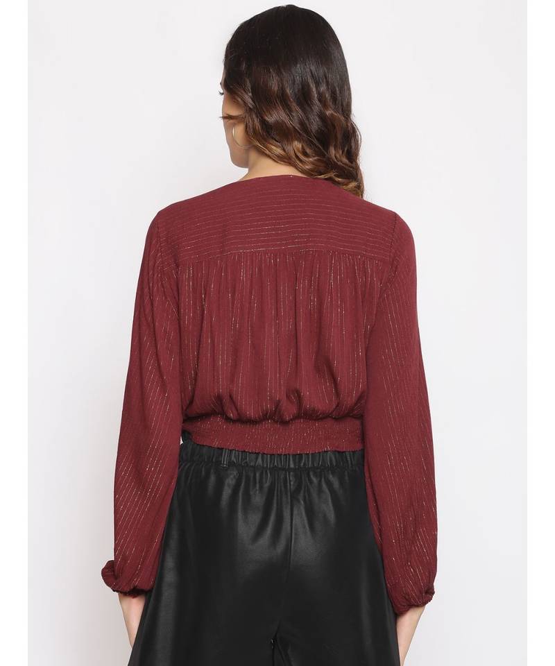 embroidered Maroon Viscose   Top