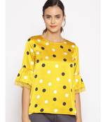 printed Yellow Polyester   Nightwear top