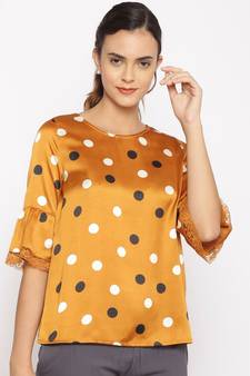 printed Brown Polyester   Nightwear top