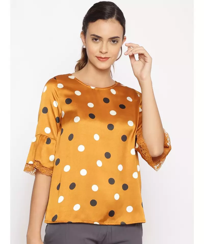 printed Brown Polyester   Nightwear top