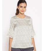 printed Cream Polyester   Nightwear top