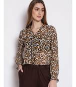 printed Cream Polyester   Top