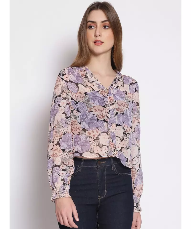 printed Multicolor Polyester   Top
