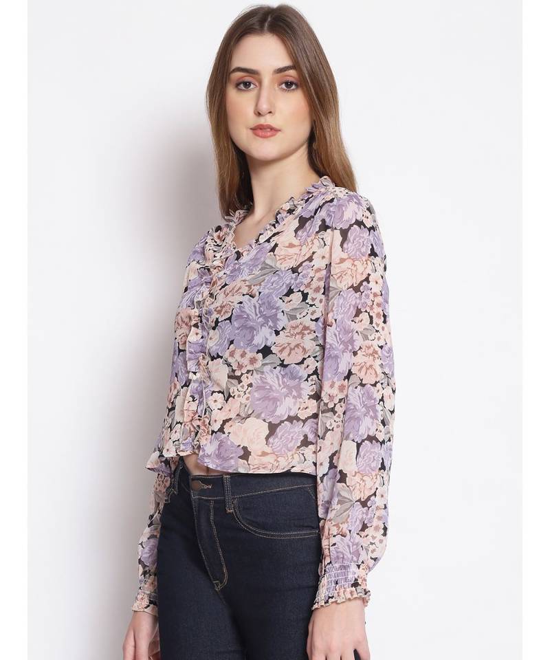 printed Multicolor Polyester   Top