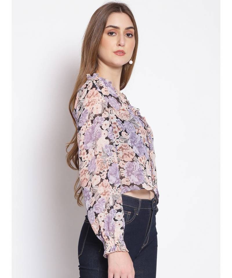 printed Multicolor Polyester   Top