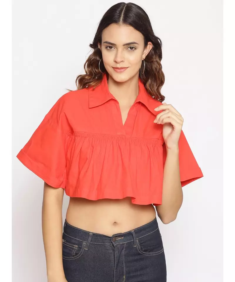 plain Red Cotton   Top