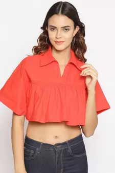 plain Red Cotton   Top