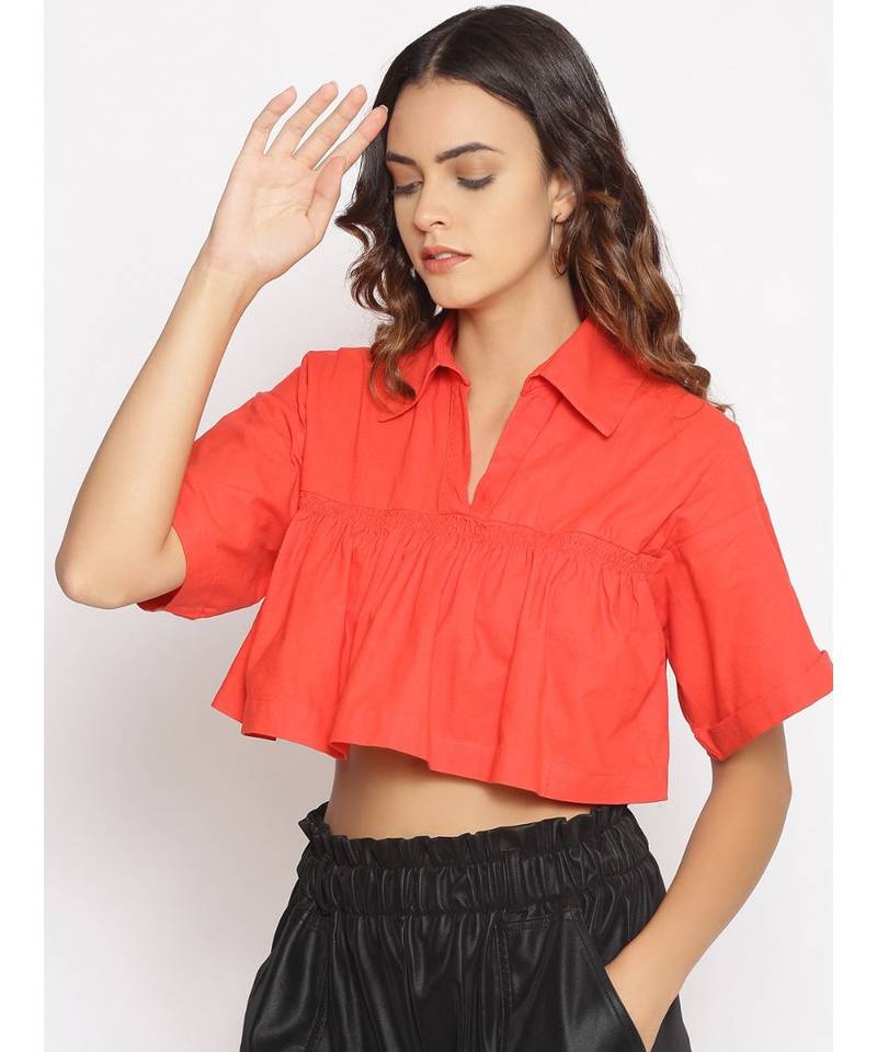 plain Red Cotton   Top