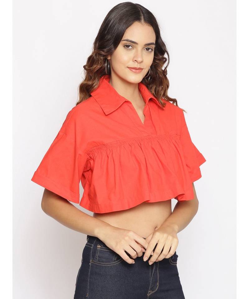 plain Red Cotton   Top