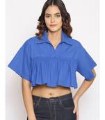 plain Blue Cotton   Top