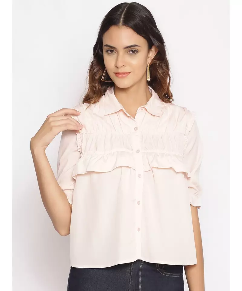 plain Pink Polyester   Shirt