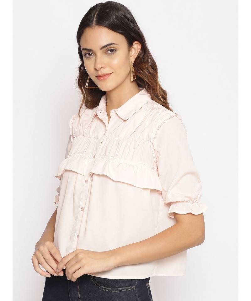 plain Pink Polyester   Shirt