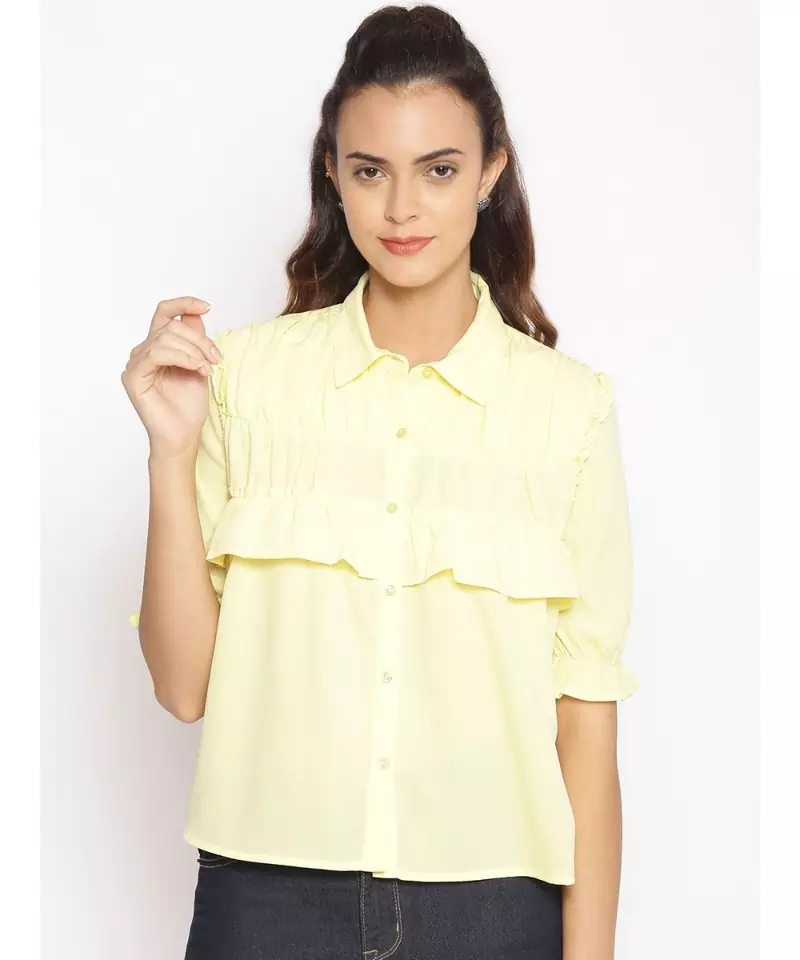 plain Yellow Polyester   Shirt
