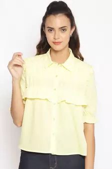 plain Yellow Polyester   Shirt