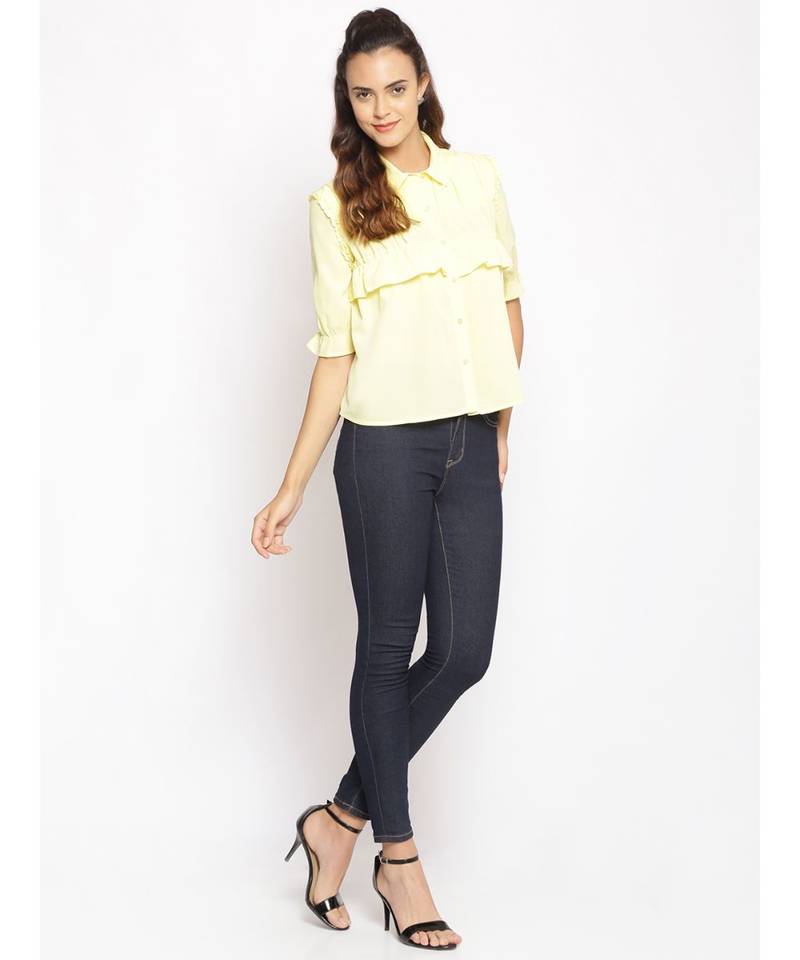 plain Yellow Polyester   Shirt