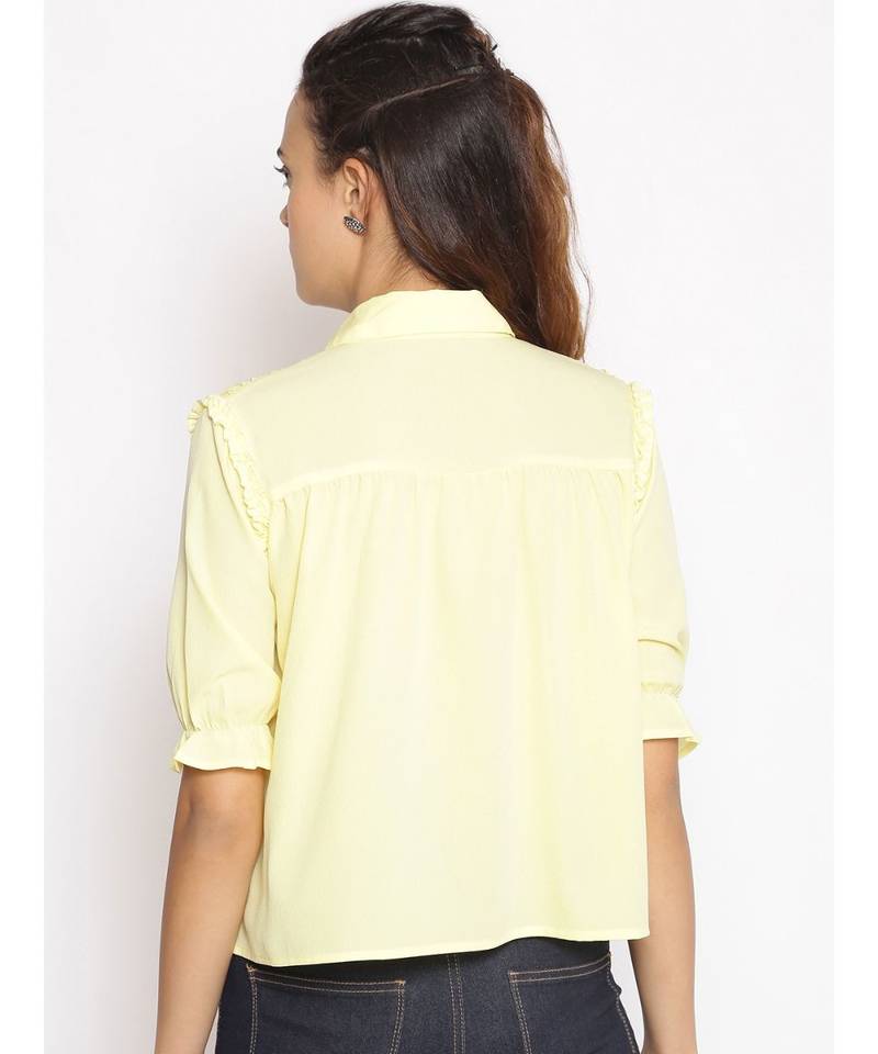 plain Yellow Polyester   Shirt
