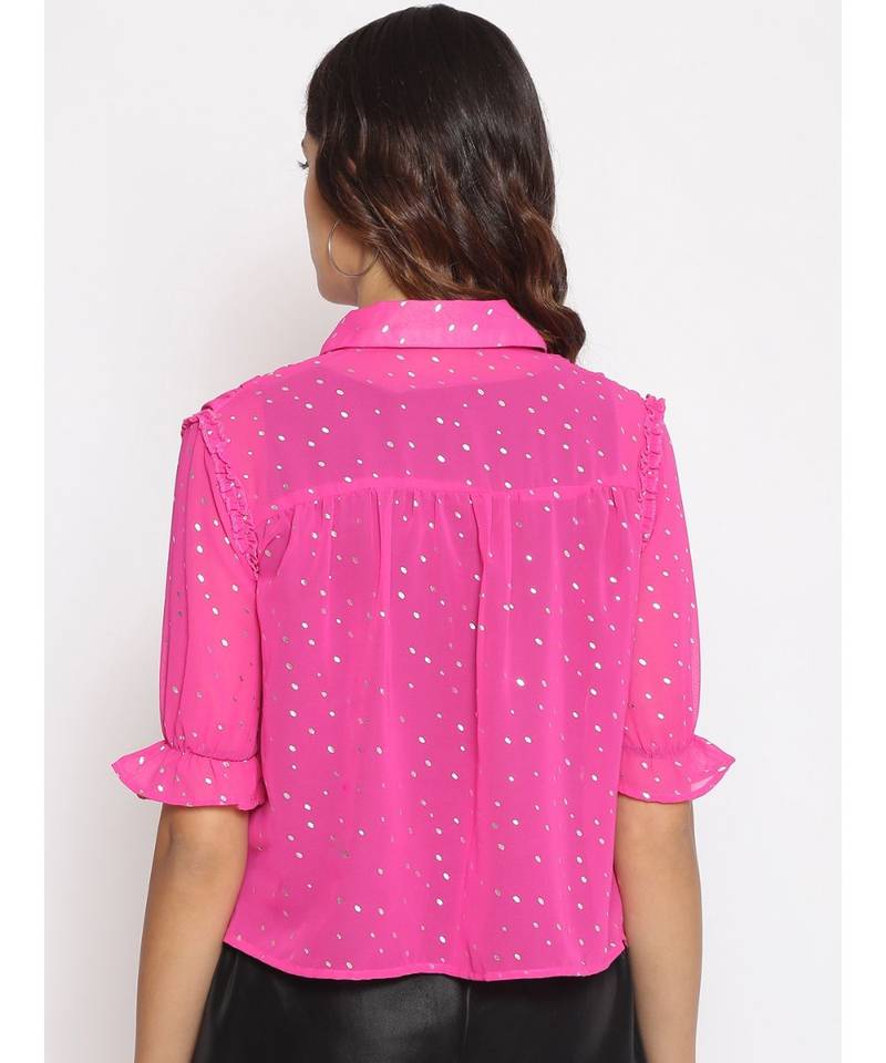 embroidered Pink Polyester   Shirt